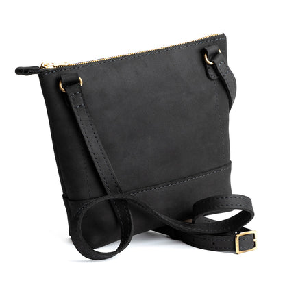 Shadow Black | Small rectangular crossbody purse with top zipper and interior pocket