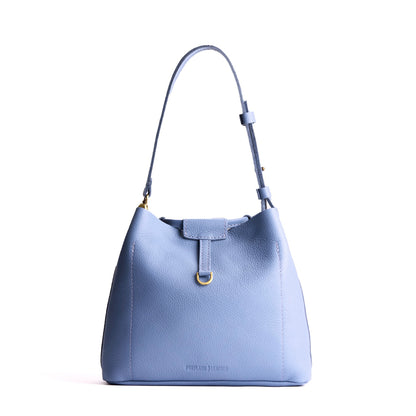 Aster*Large | Symmetrical leather bag with leather drawstring closure and back ring for accessories