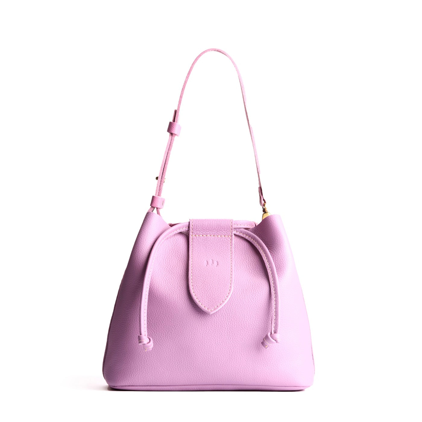 Calla Lily*Large | Symmetrical leather bag with leather drawstring closure and adjustable shoulder strap