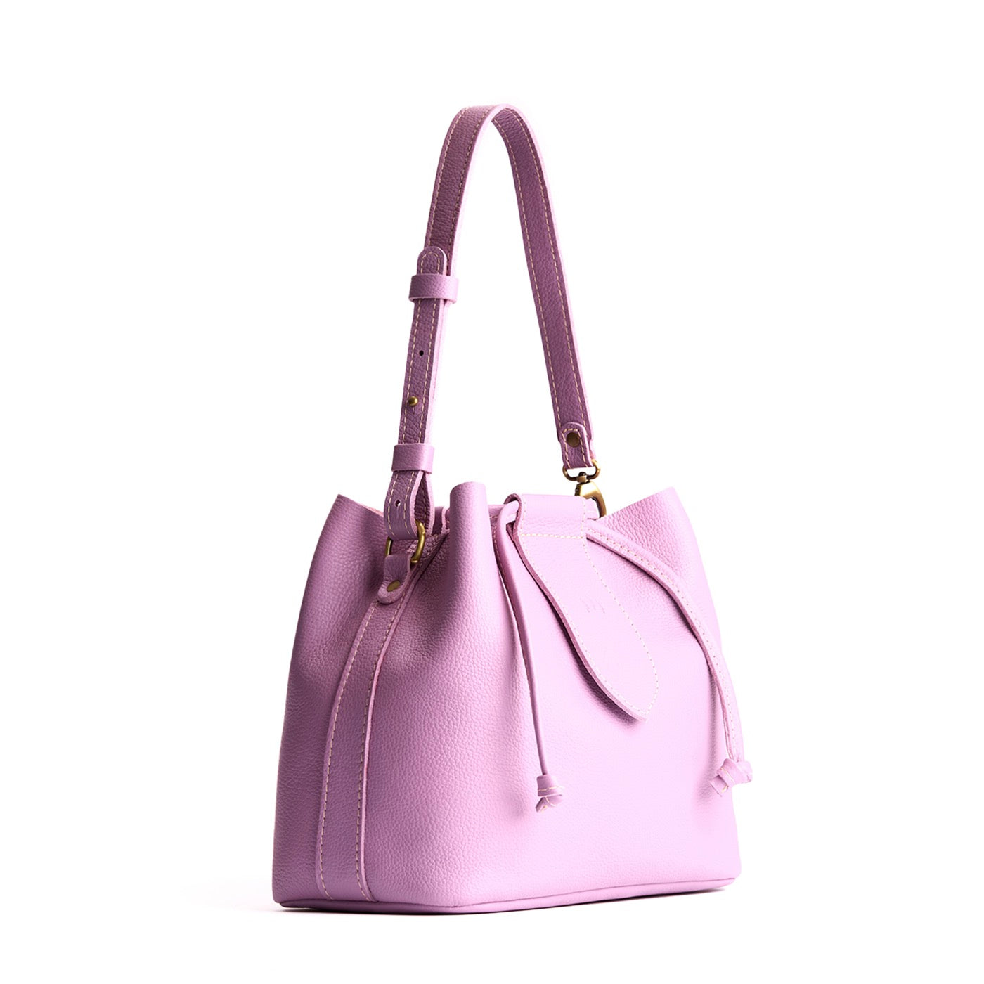 Calla Lily*Large | Symmetrical leather bag with leather drawstring closure and adjustable shoulder strap