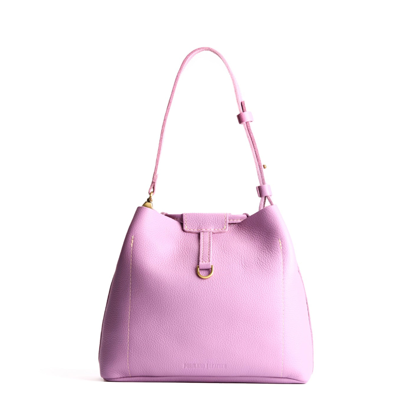 Calla Lily*Large | Symmetrical leather bag with leather drawstring closure and back ring for accessories