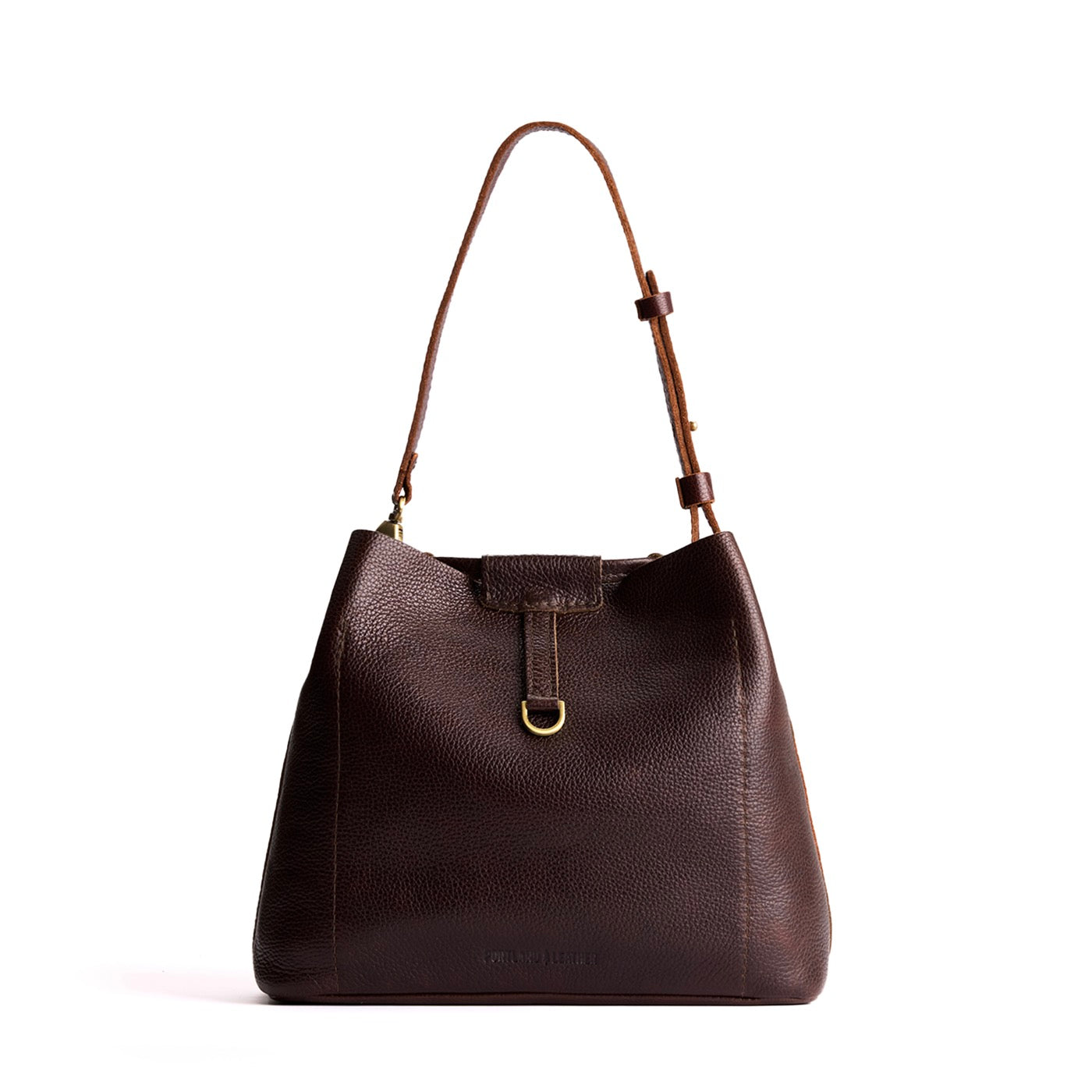 Coldbrew*Large | Symmetrical leather bag with leather drawstring closure and back ring for accessories