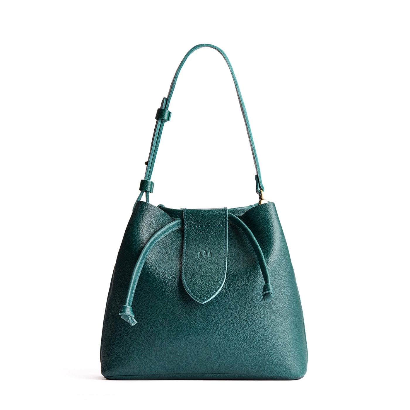 Sea Glass*Large | Symmetrical leather bag with leather drawstring closure and adjustable shoulder strap