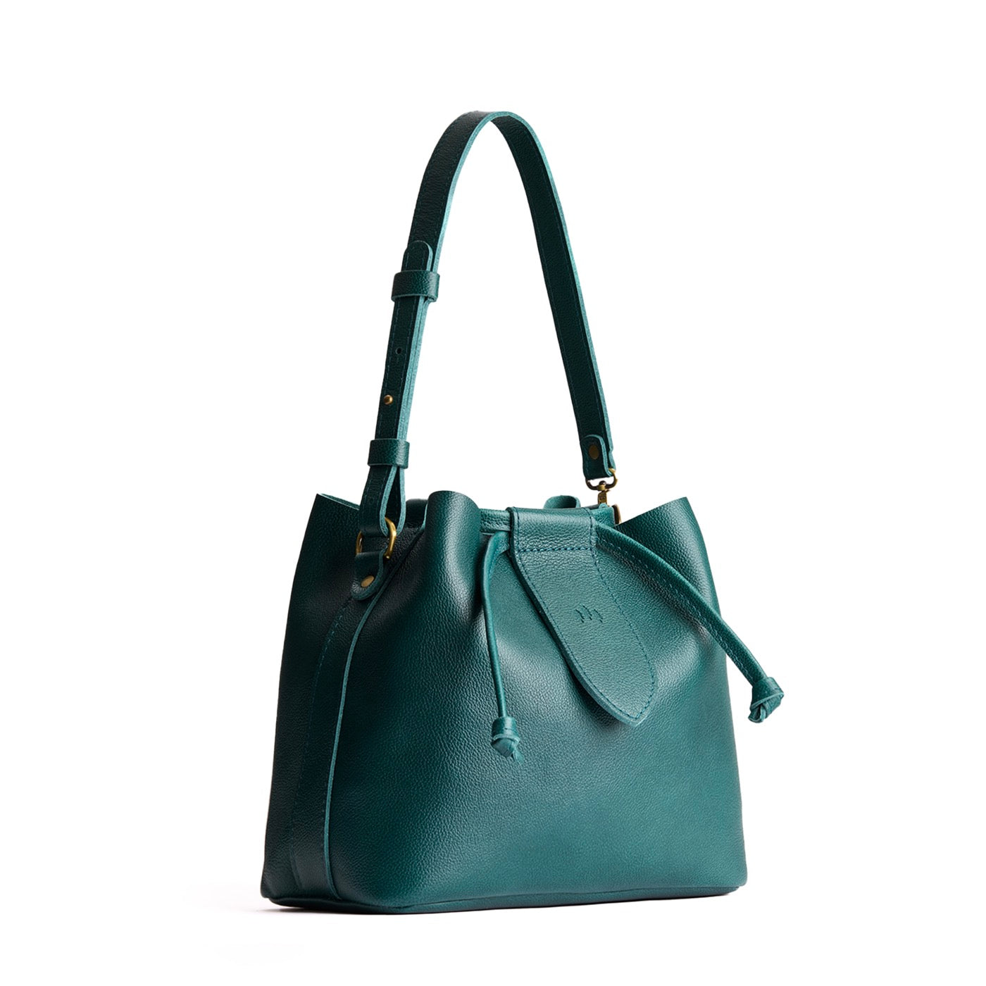 Sea Glass*Large | Symmetrical leather bag with leather drawstring closure and adjustable shoulder strap