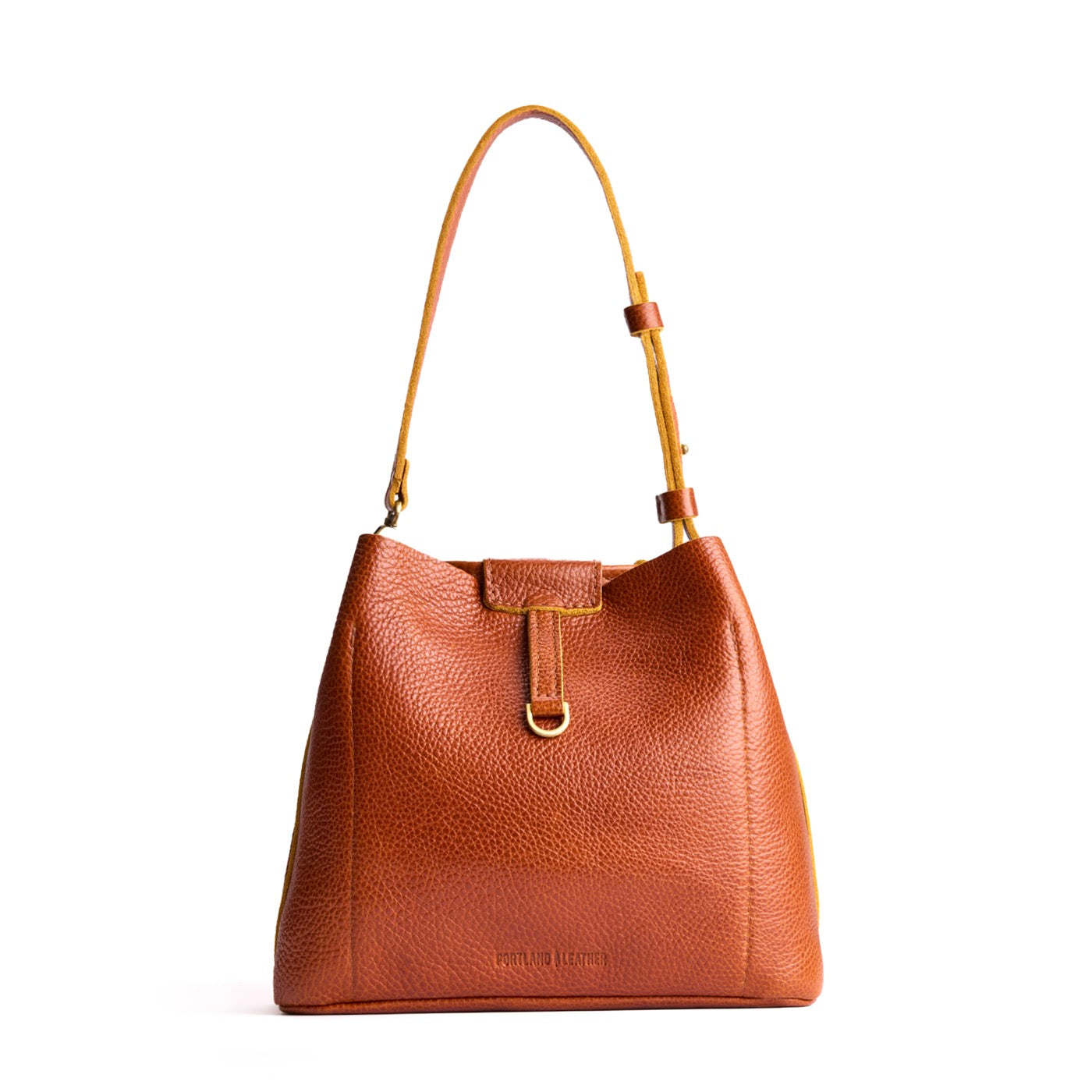 Sienna*Large | Symmetrical leather bag with leather drawstring closure and back ring for accessories