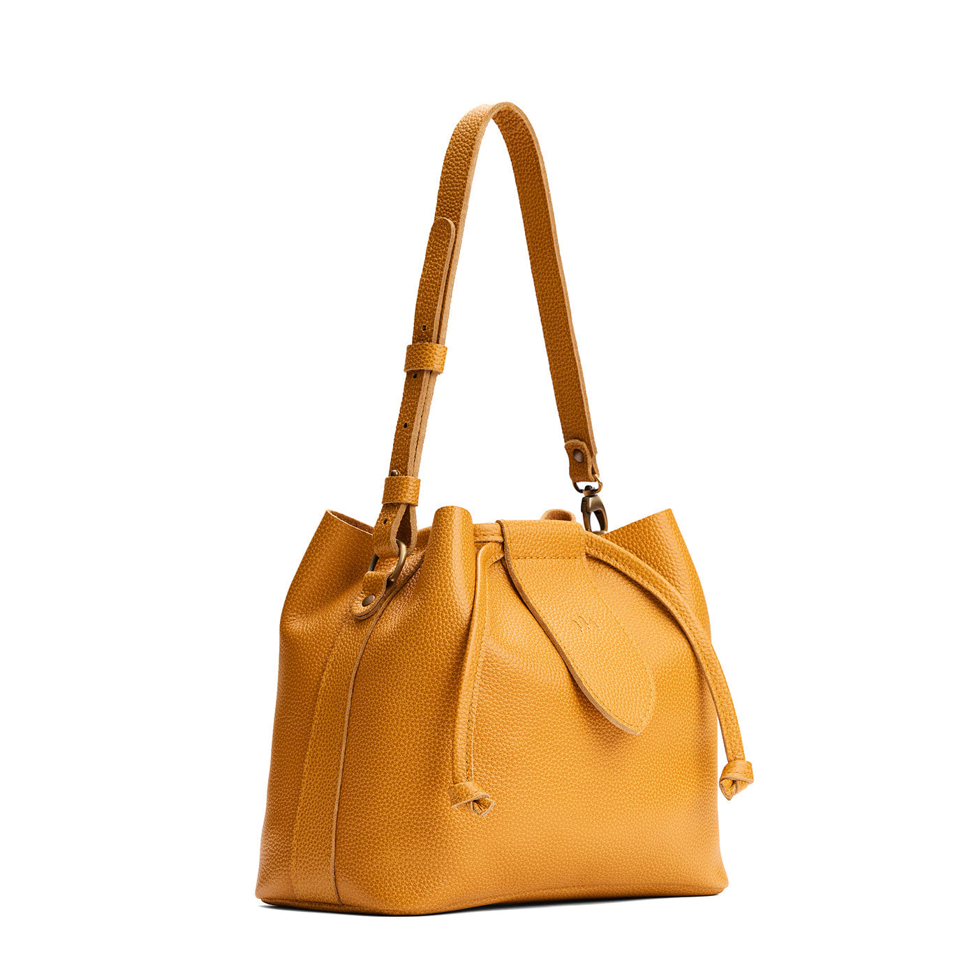 Sunshine*Large | Symmetrical leather bag with leather drawstring closure and adjustable shoulder strap