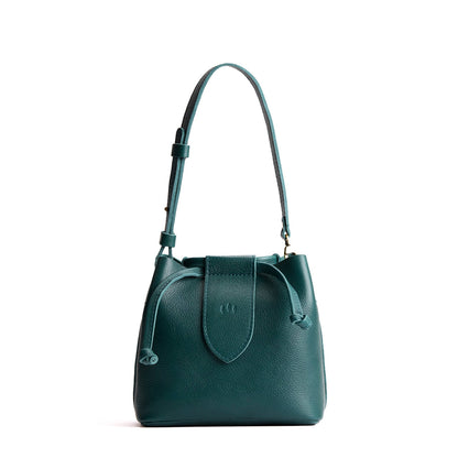Sea Glass*Small | Symmetrical leather bag with leather drawstring closure and adjustable shoulder strap