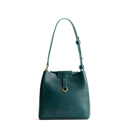 Sea Glass*Small | Symmetrical leather bag with leather drawstring closure and back ring for accessories