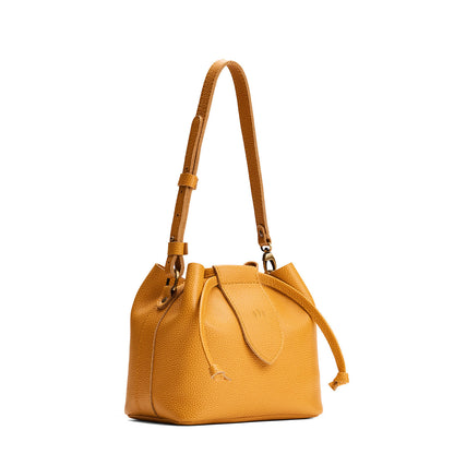 Sunshine*Small | Symmetrical leather bag with leather drawstring closure and adjustable shoulder strap