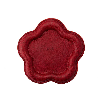 Chili Red | Floral shaped leather tray with stuffed edges