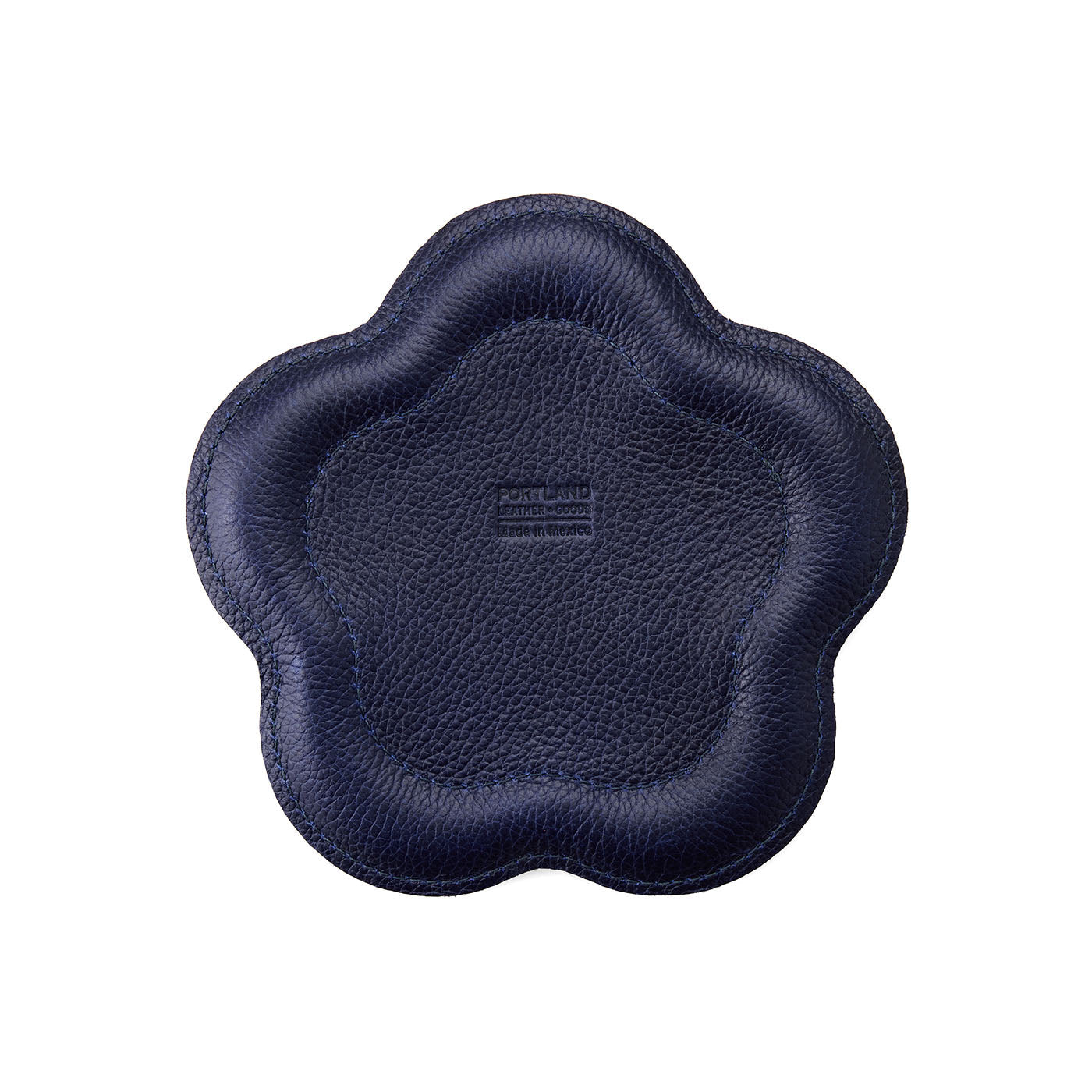 Cobalt | Floral shaped leather tray with stuffed edges