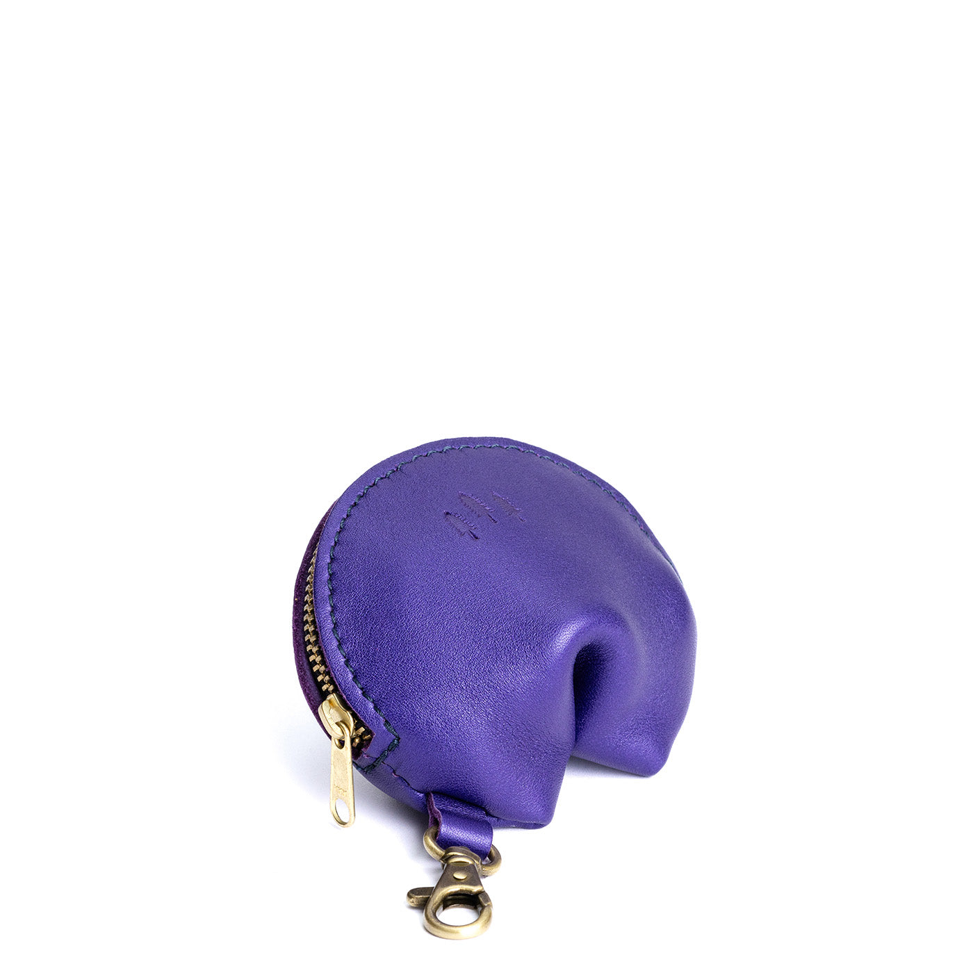 Amethyst | Leather fortune cookie shaped keychain pouch