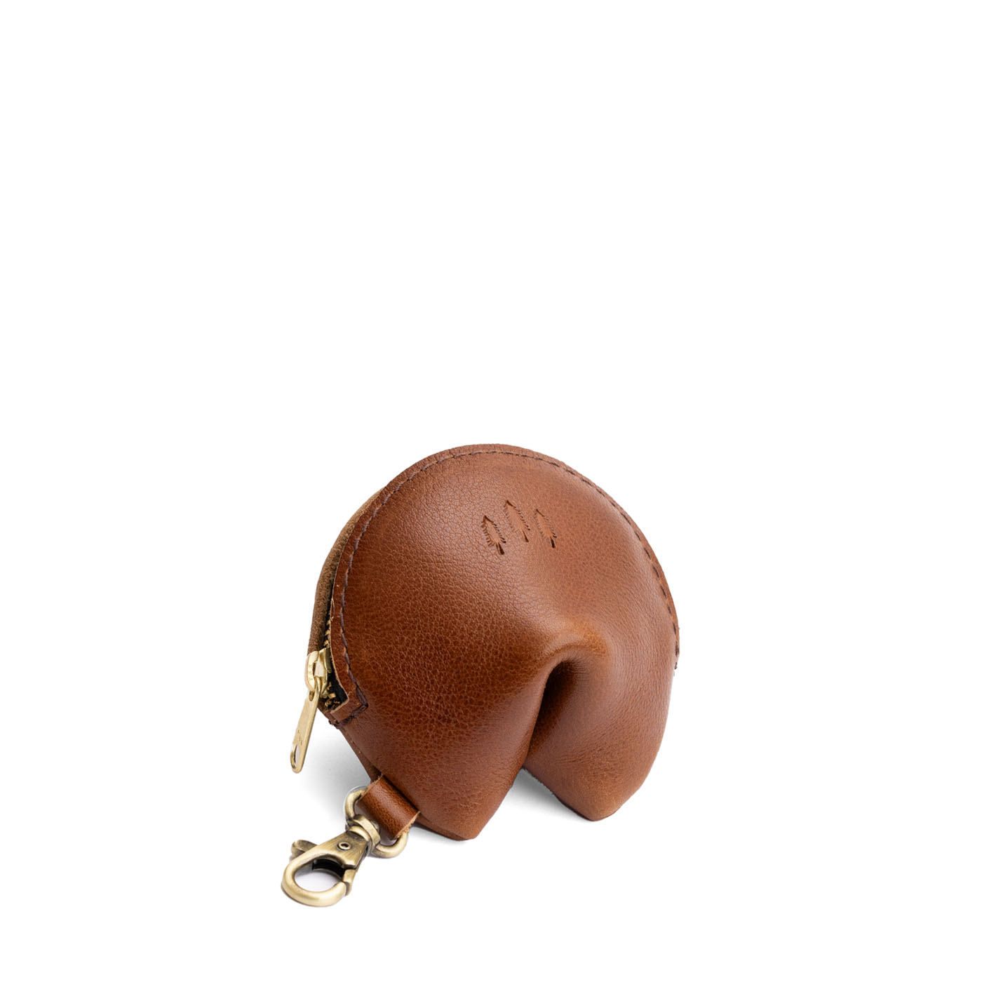 Carajillo | Leather fortune cookie shaped keychain pouch