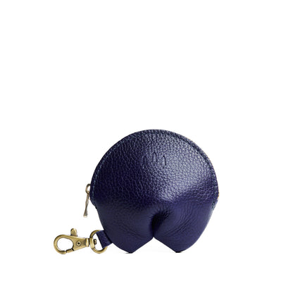 Cobalt | Leather fortune cookie shaped keychain pouch