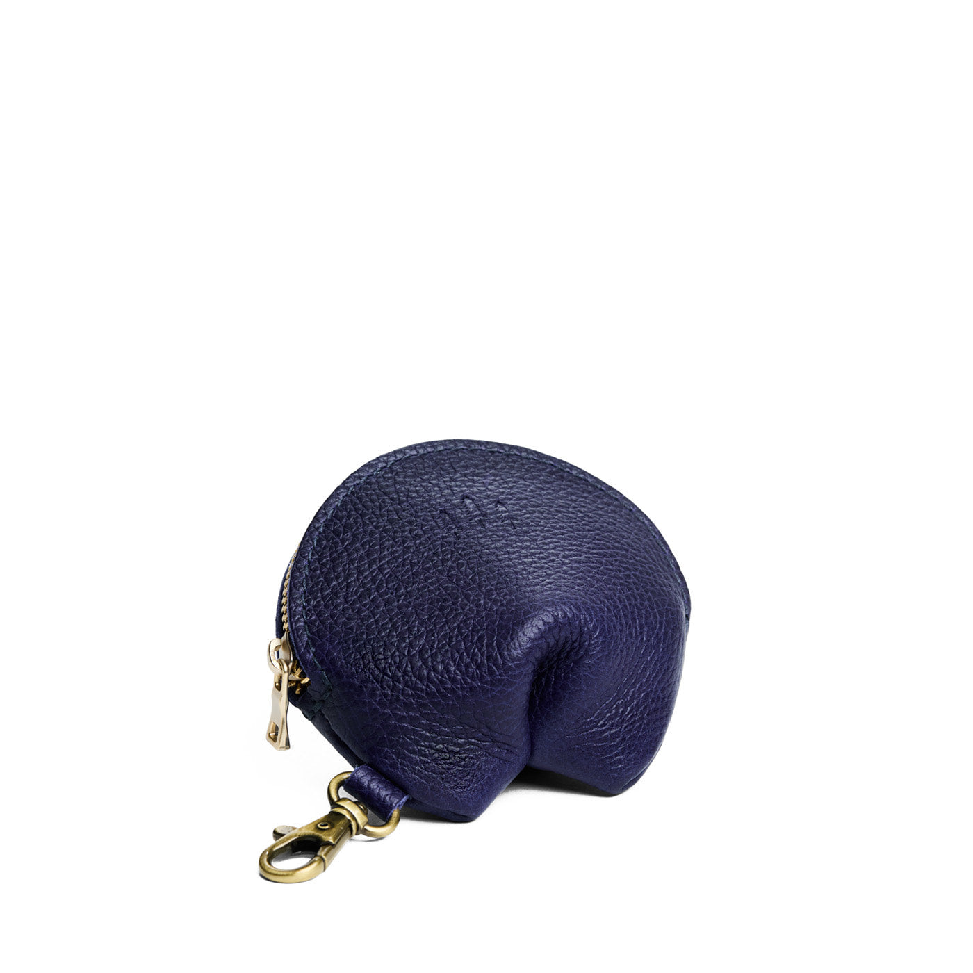 Cobalt | Leather fortune cookie shaped keychain pouch