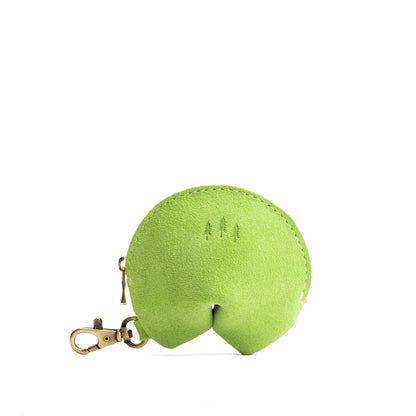 Lime | Leather fortune cookie shaped keychain pouch