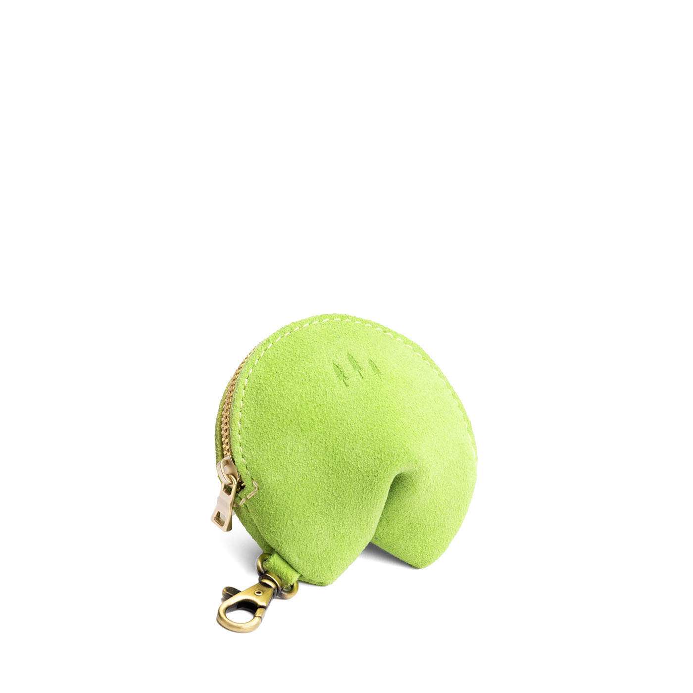 Lime | Leather fortune cookie shaped keychain pouch