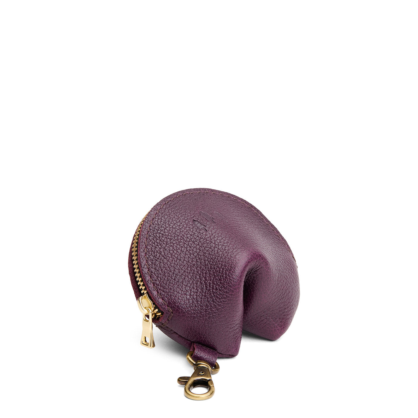 Plum | Leather fortune cookie shaped keychain pouch