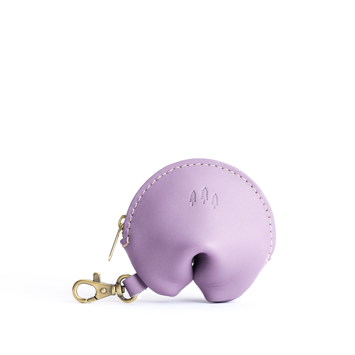 All Color: Lavender | Leather fortune cookie shaped keychain pouch