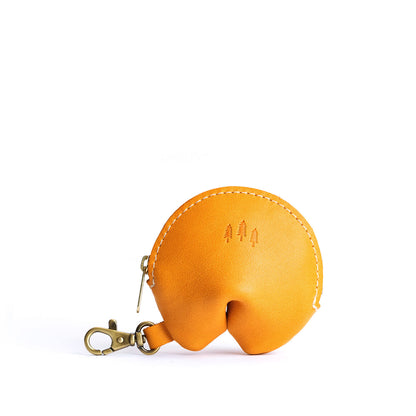 All Color: Sunflower | Leather fortune cookie shaped keychain pouch