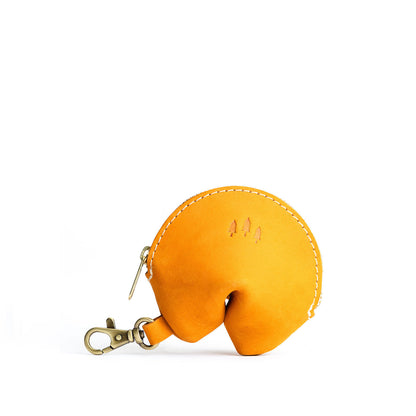 All Color: Turmeric | Leather fortune cookie shaped keychain pouch