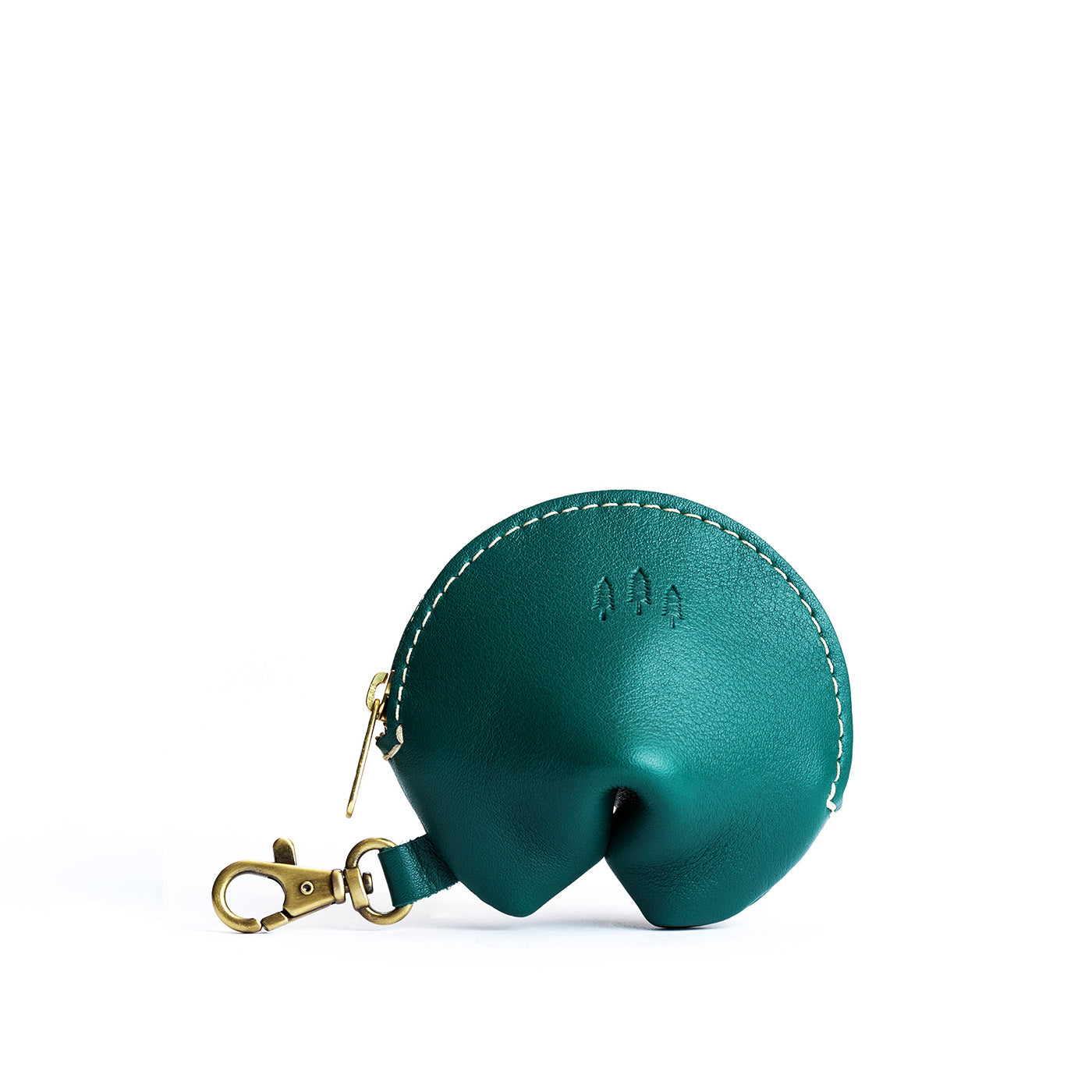 All Color: Peacock | Leather fortune cookie shaped keychain pouch