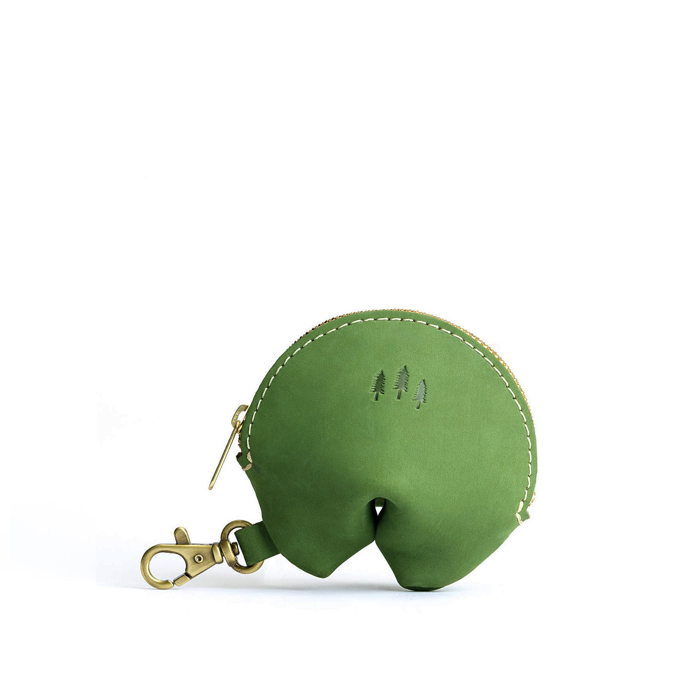 All Color: Succulent | Leather fortune cookie shaped keychain pouch