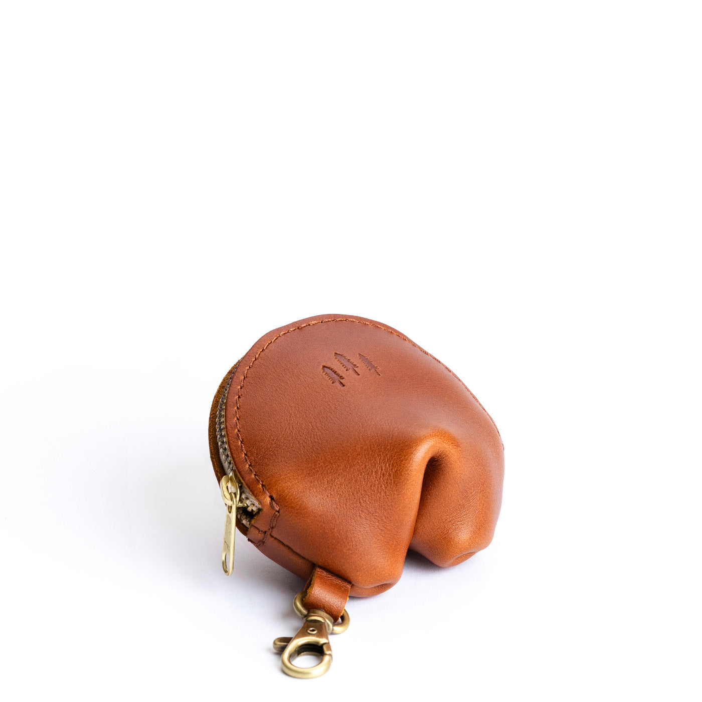 All Color: Honey | Leather fortune cookie shaped keychain pouch