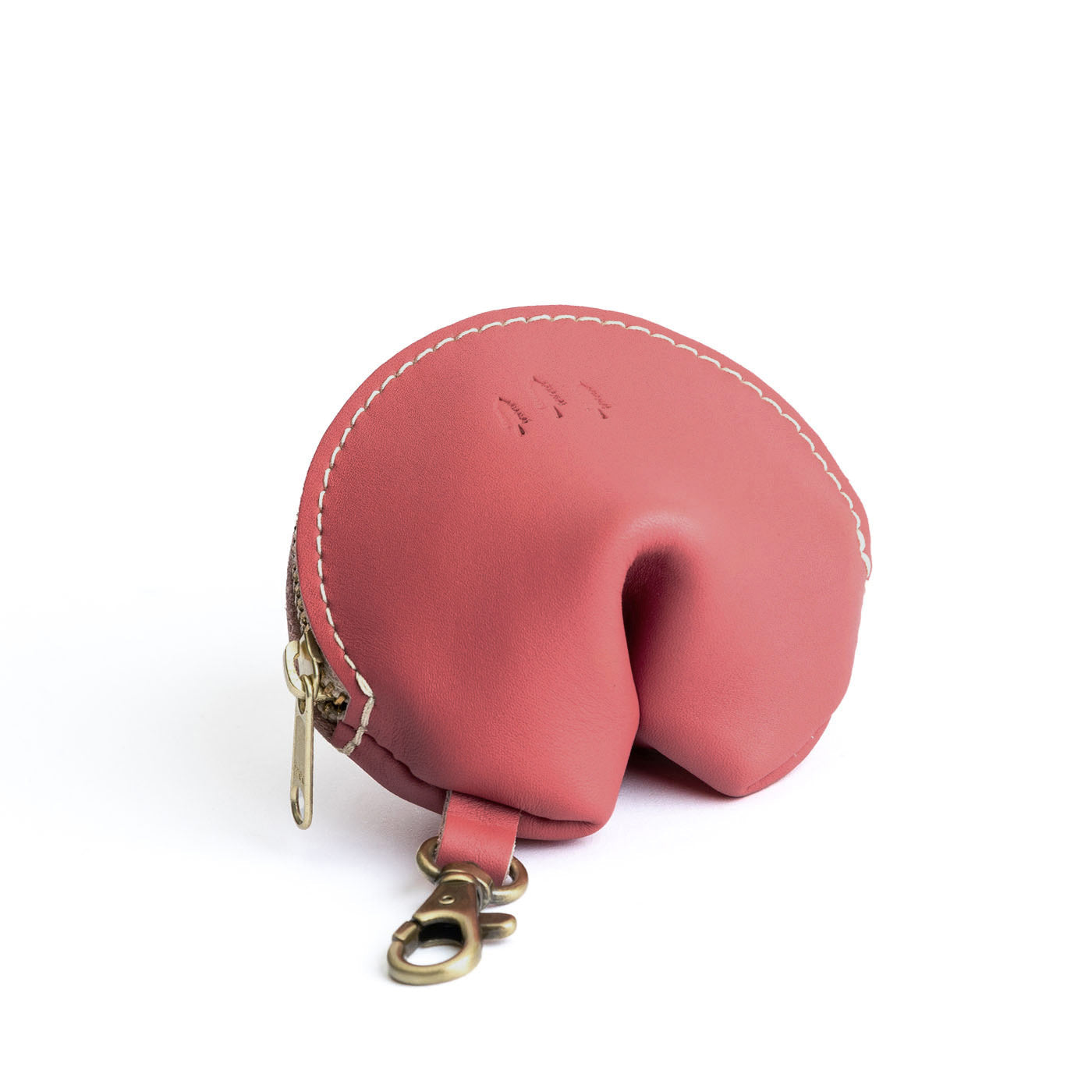 All Color: Begonia | Leather fortune cookie shaped keychain pouch