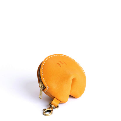 All Color: Sunflower | Leather fortune cookie shaped keychain pouch