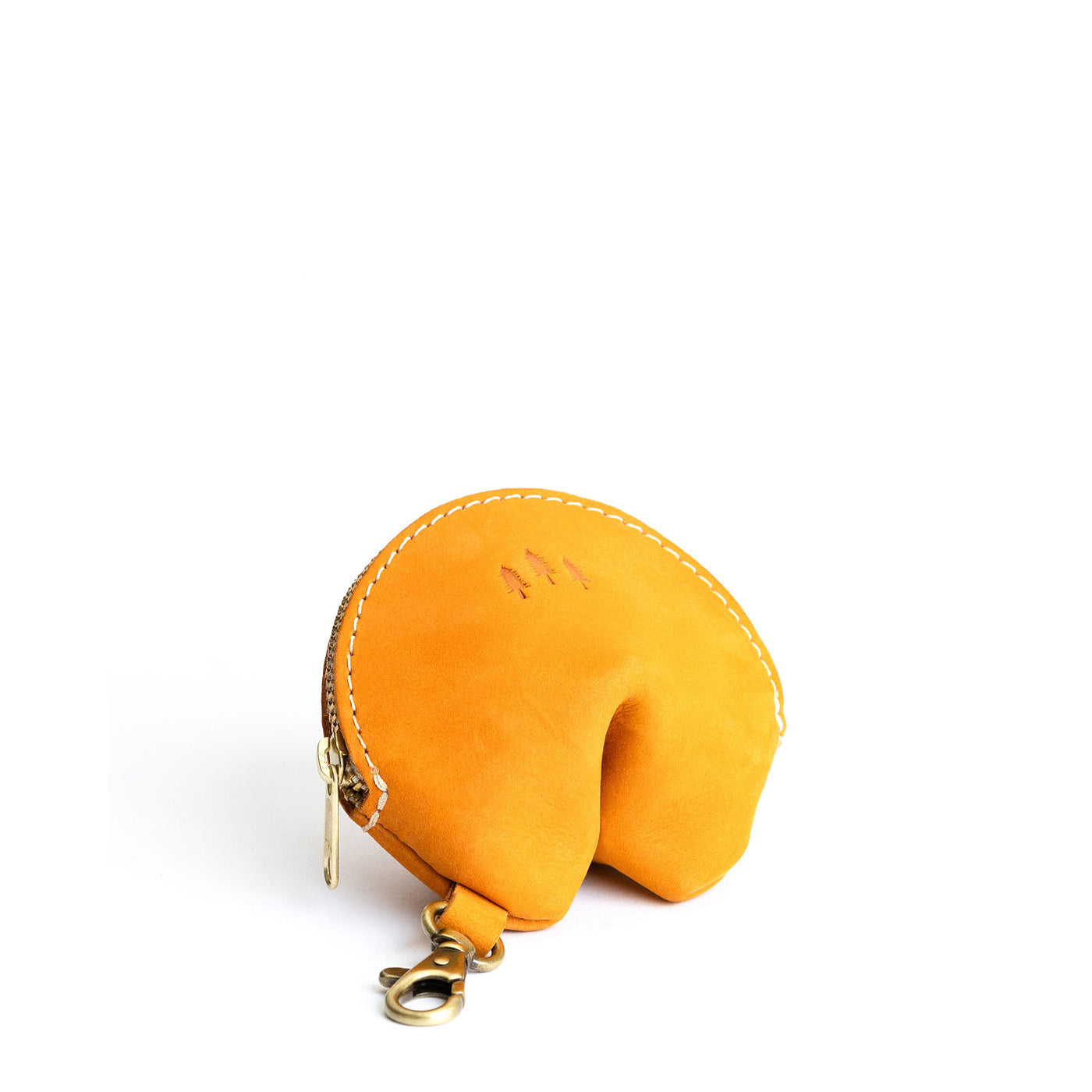 All Color: Turmeric | Leather fortune cookie shaped keychain pouch