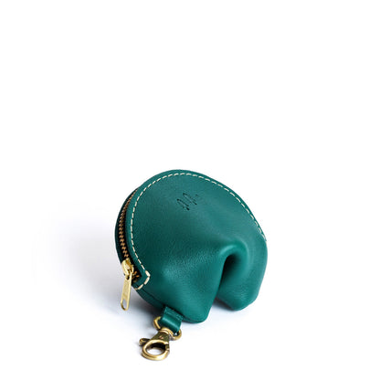 All Color: Peacock | Leather fortune cookie shaped keychain pouch