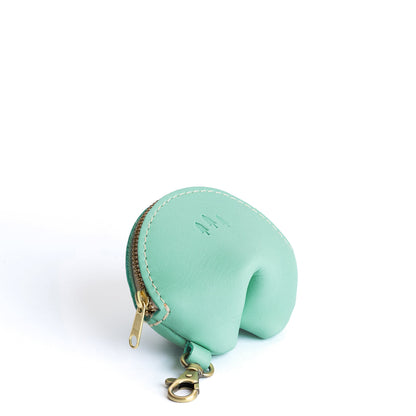 All Color: Mint | Leather fortune cookie shaped keychain pouch