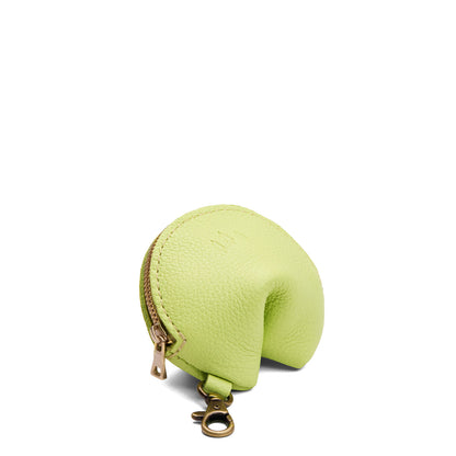 Shadow Lime | Leather fortune cookie shaped keychain pouch