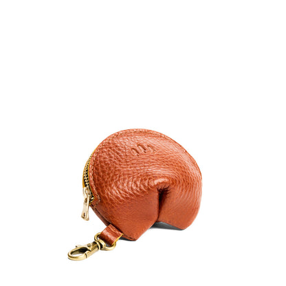 Sienna | Leather fortune cookie shaped keychain pouch