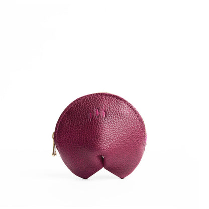 Orchid | Leather fortune cookie shaped keychain pouch