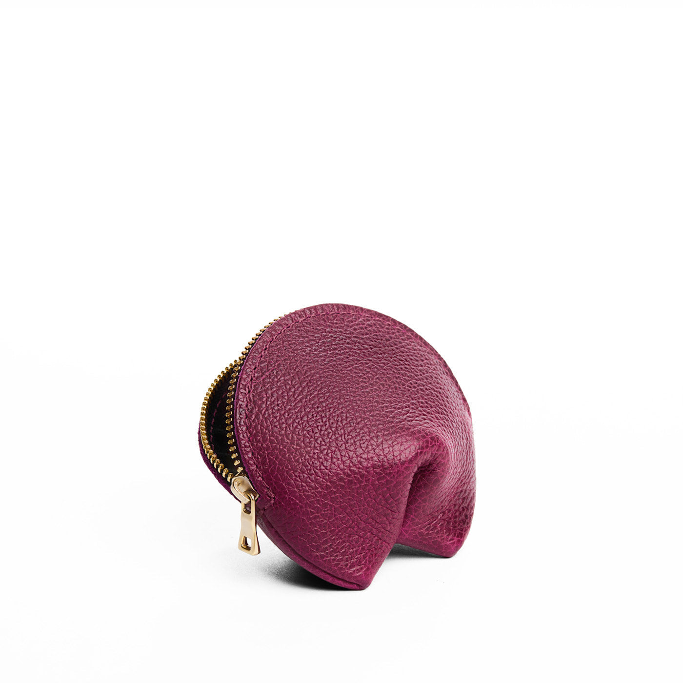 Orchid | Leather fortune cookie shaped keychain pouch