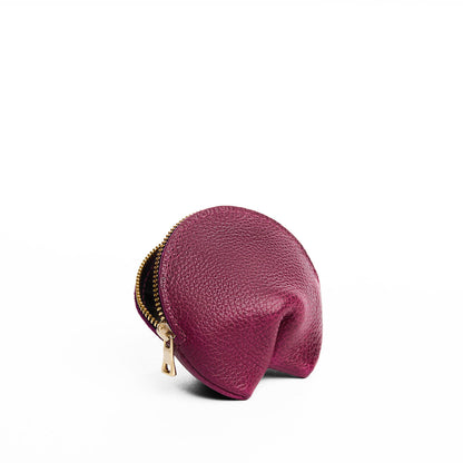 Orchid | Leather fortune cookie shaped keychain pouch
