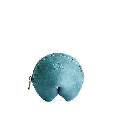 Aqua | Leather fortune cookie shaped pouch