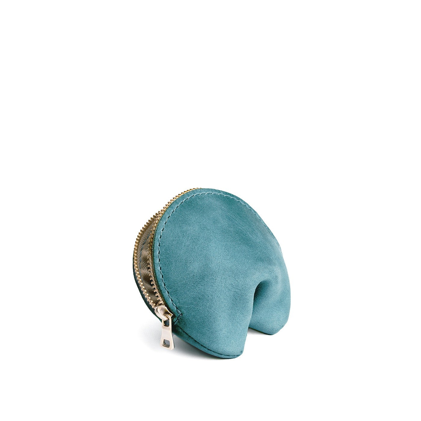Aqua | Leather fortune cookie shaped pouch