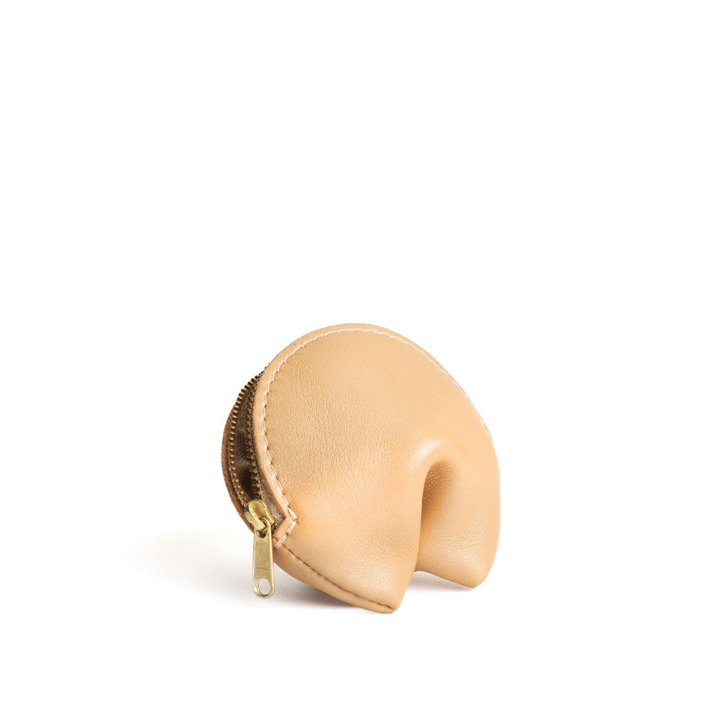 Champagne | Leather fortune cookie shaped pouch
