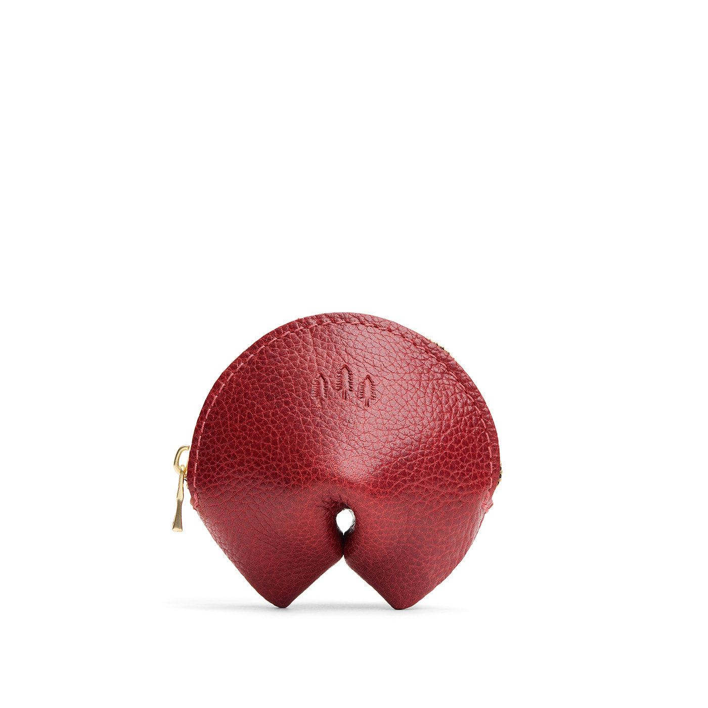 Chili Red | Leather fortune cookie shaped keychain pouch