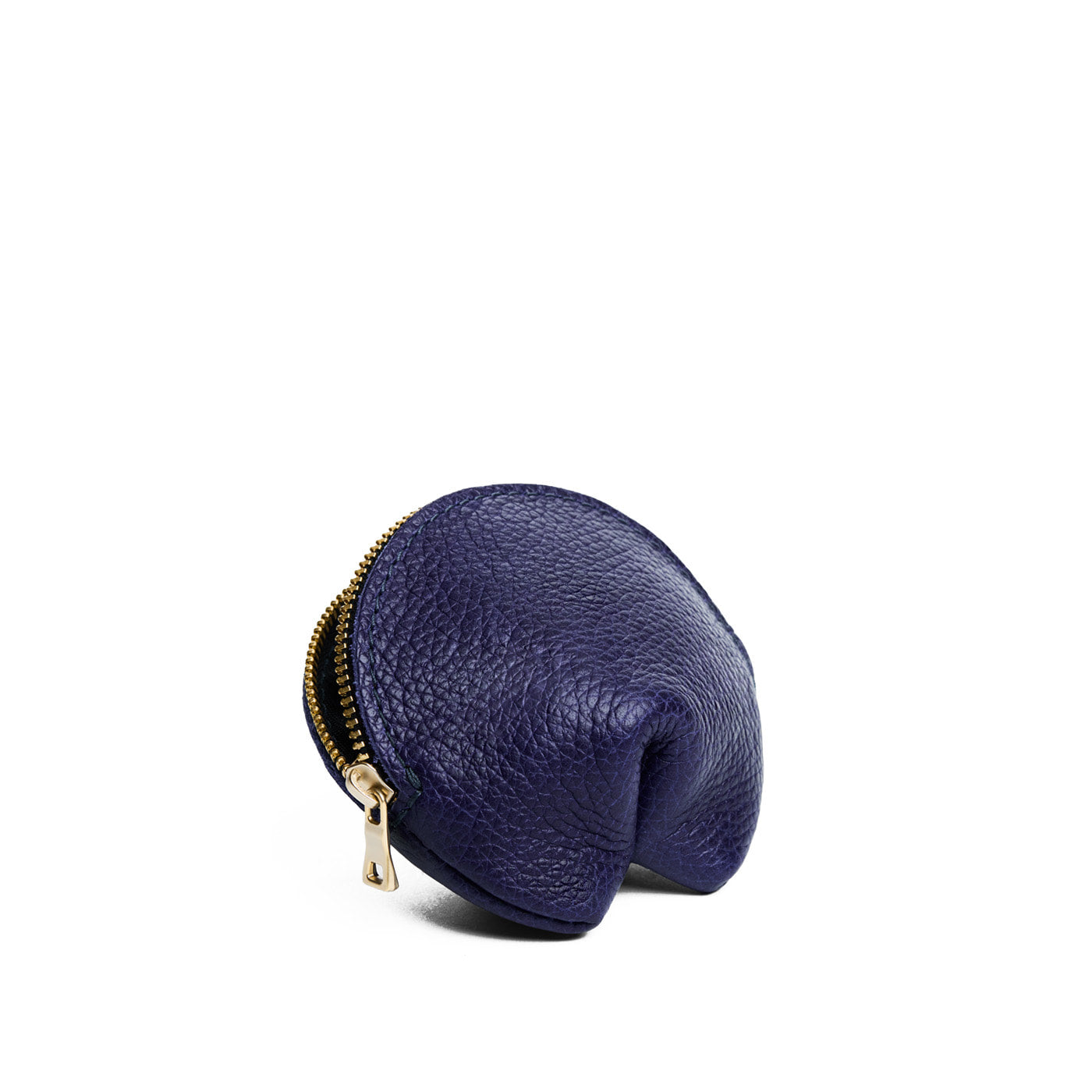 Cobalt | Leather fortune cookie shaped keychain pouch