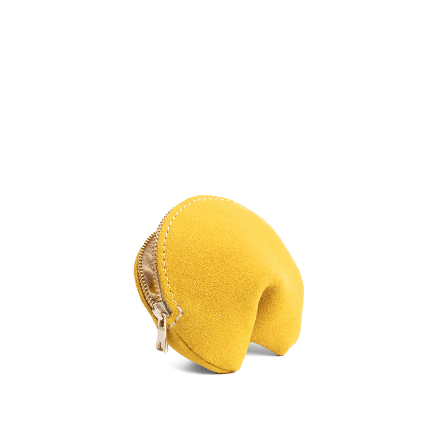 Hello Yellow | Leather fortune cookie shaped pouch