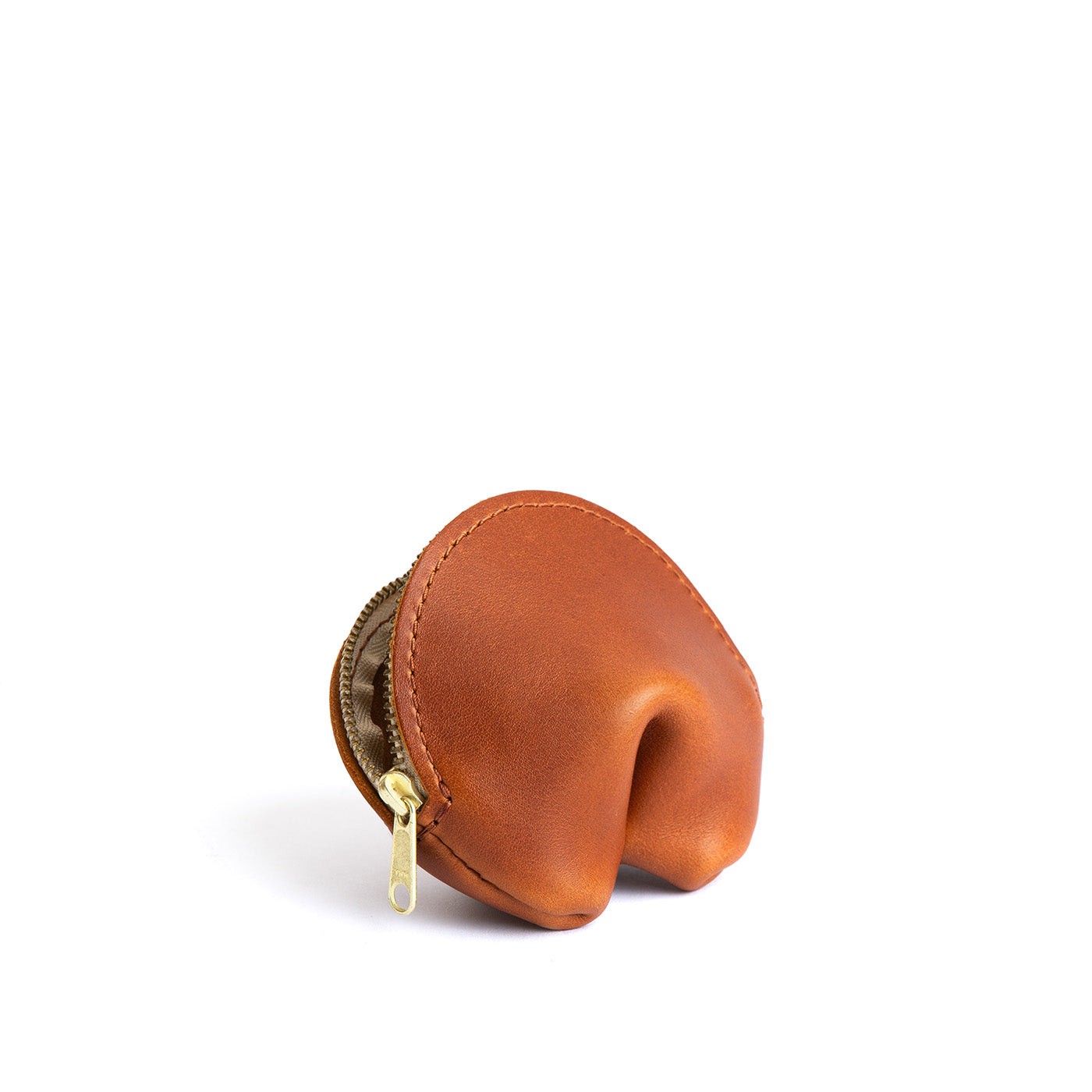 Honey | Leather fortune cookie shaped pouch