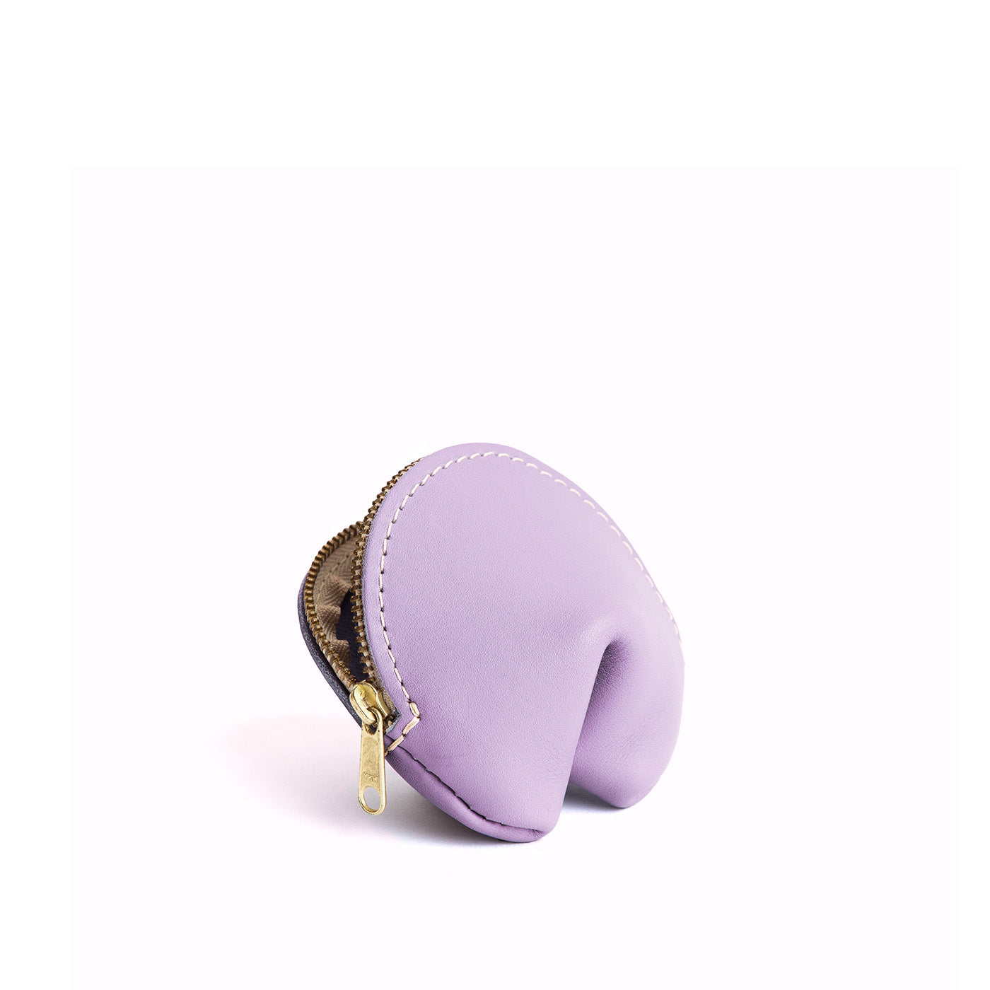 Lavender | Leather fortune cookie shaped pouch