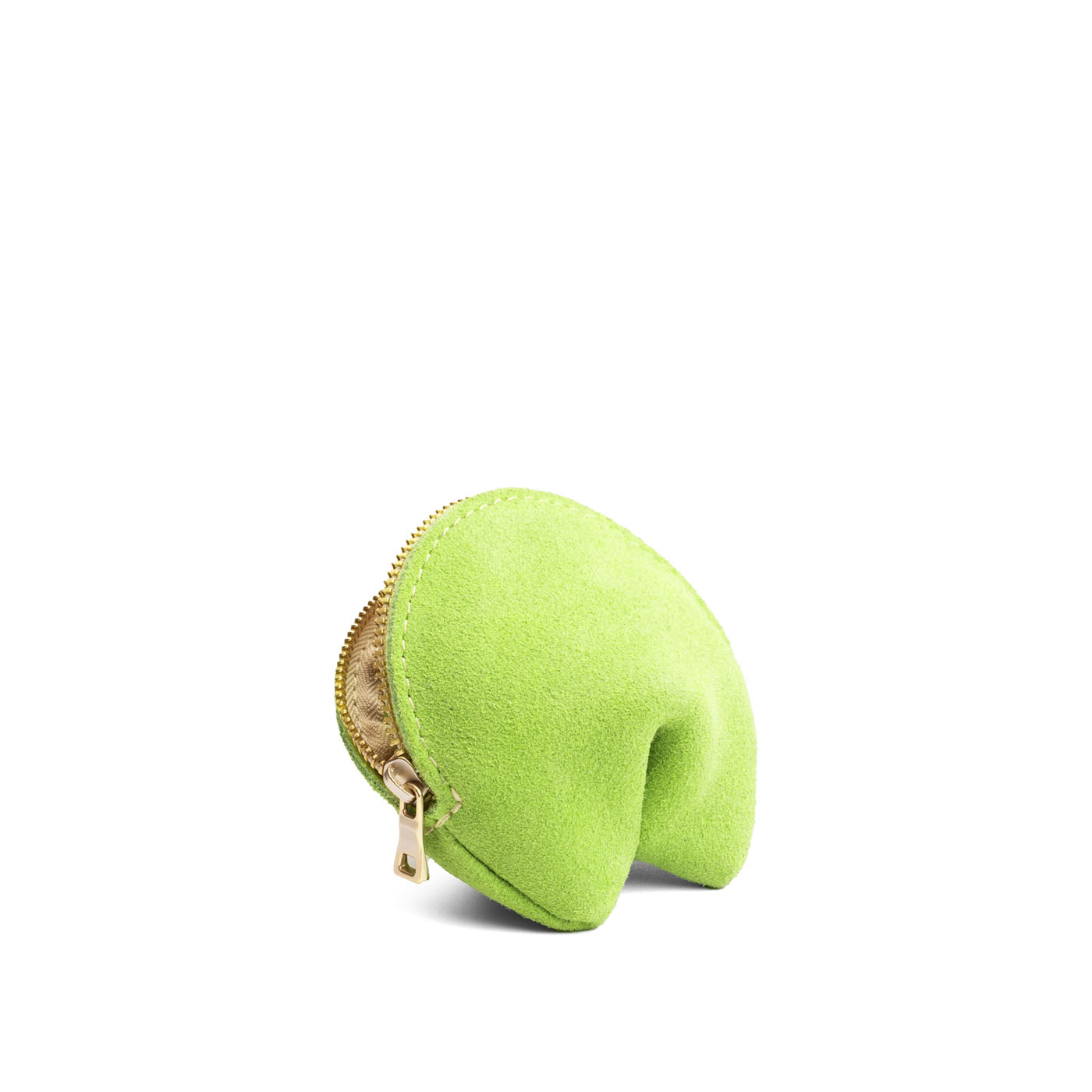 Lime | Leather fortune cookie shaped pouch