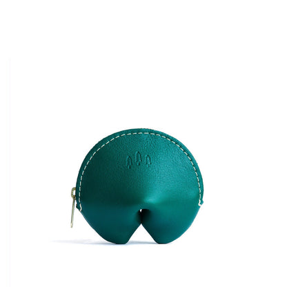 Peacock | Leather fortune cookie shaped pouch