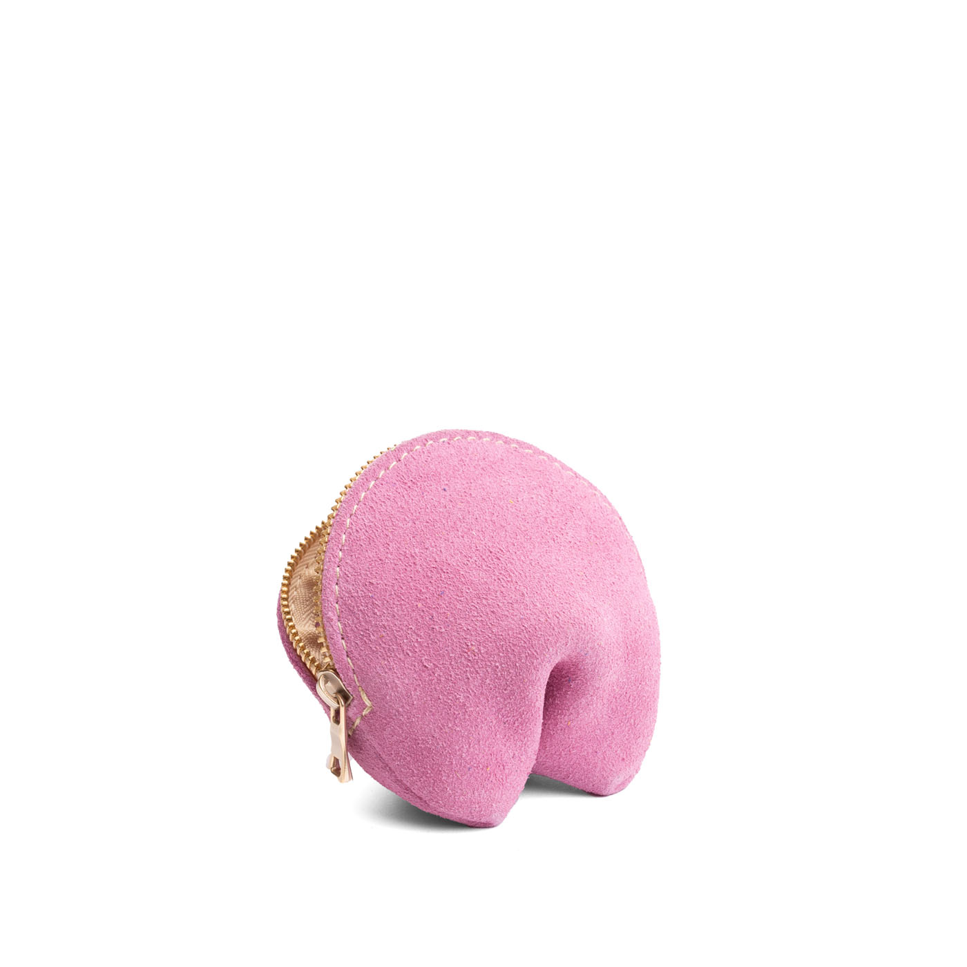 Pink Suede | Leather fortune cookie shaped pouch