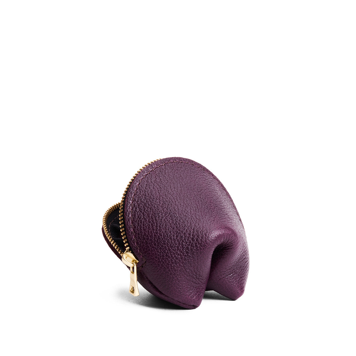 Plum | Leather fortune cookie shaped keychain pouch